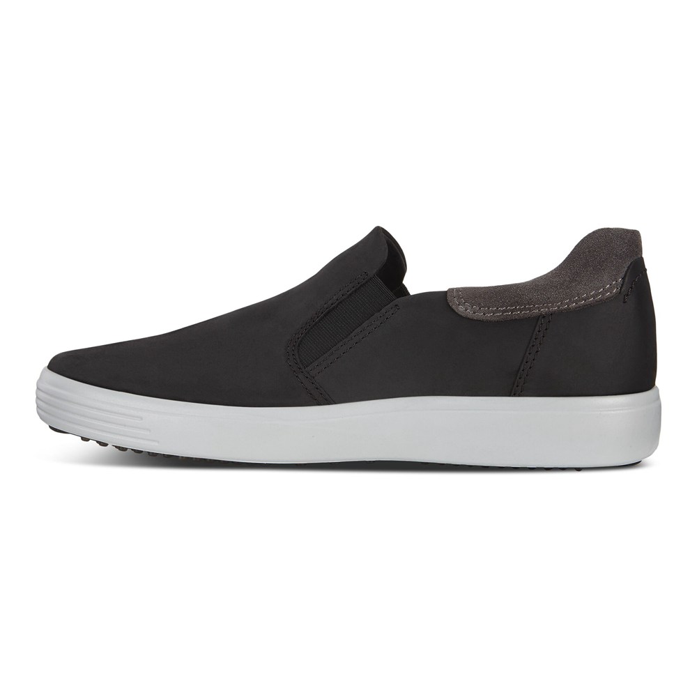 ECCO Mens Slip On Black - Soft 7 Sneakerss - FDN-872354